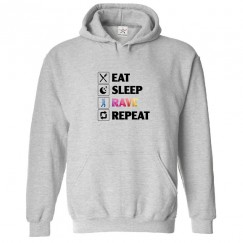 Eat Sleep Rave Repeat Classic Unisex Kids and Adults Pullover Hoodie For Party Animals